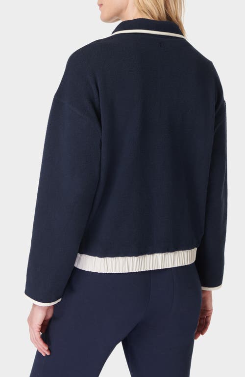 Sweaty Betty Compass Half Zip Fleece Pullover In Navyblue Studiowhite
