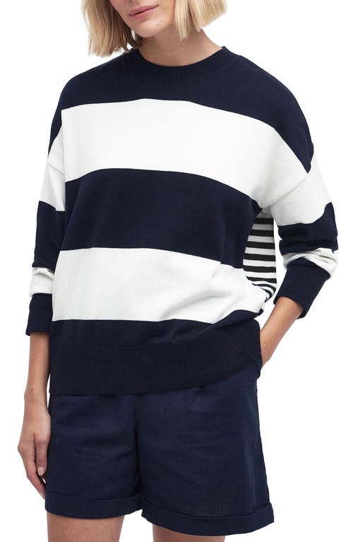 Bradley Stripe Long Sleeve T-Shirt in Navy Stripe