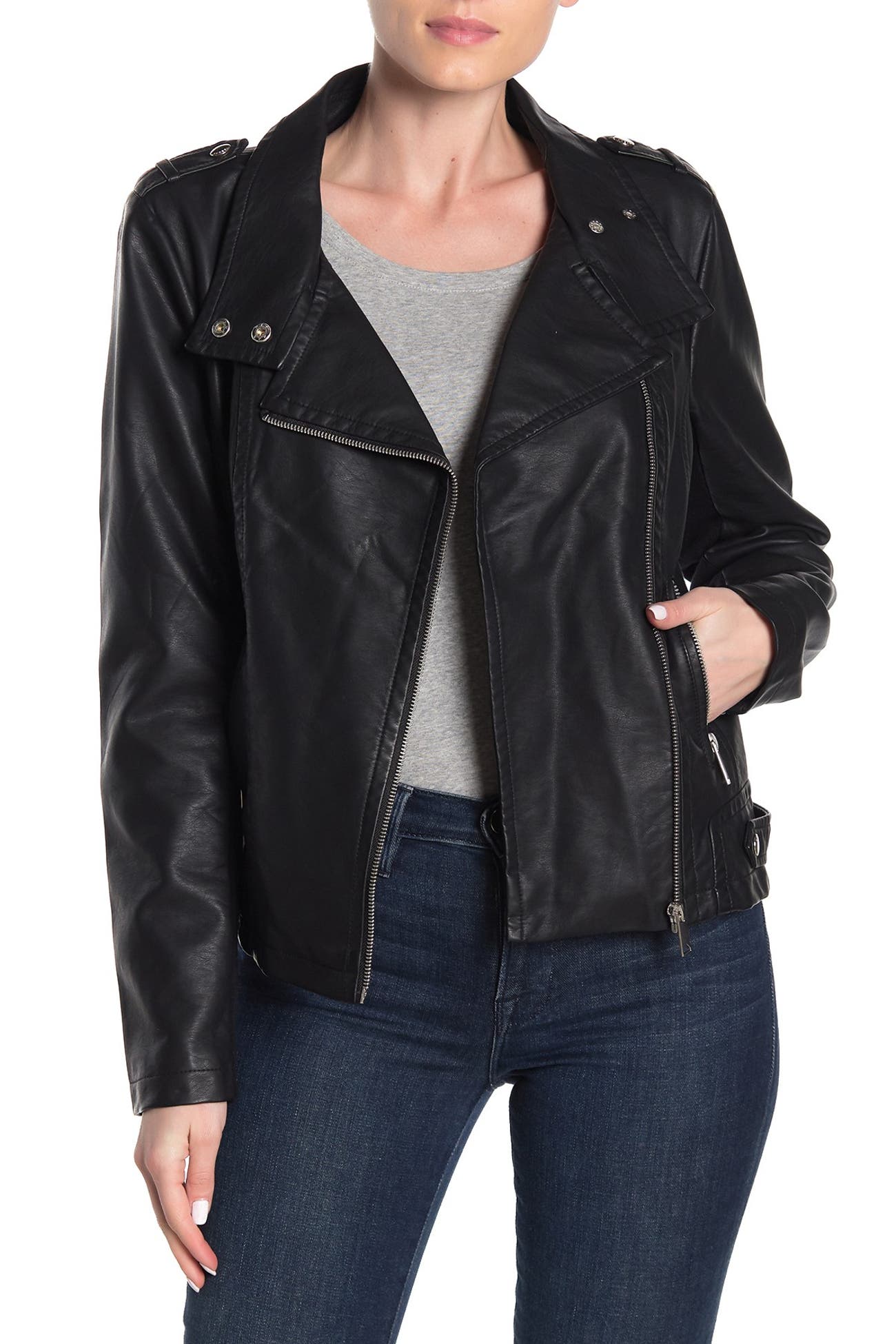 Sebby | Asymmetrical Faux Leather Moto Jacket | Nordstrom Rack