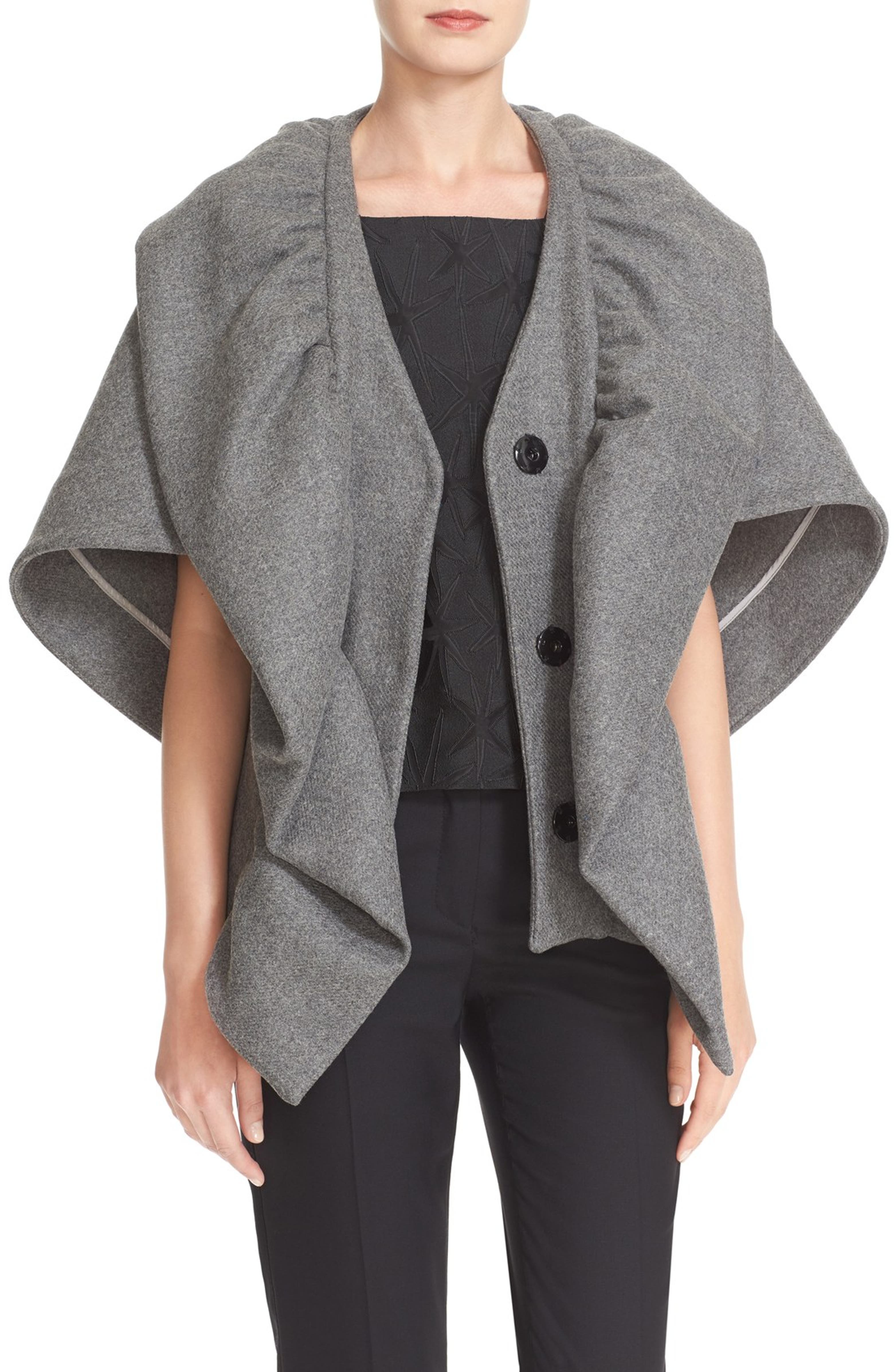 Milly Double Face Wool Ruffle Cape Jacket | Nordstrom