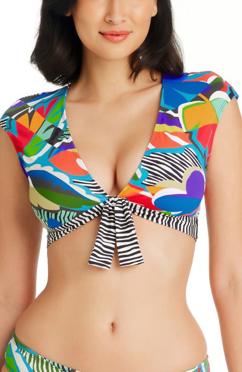 Rod Beattie Mix Cap Sleeve Bikini Top in Multi Colored at Nordstrom, Size 12