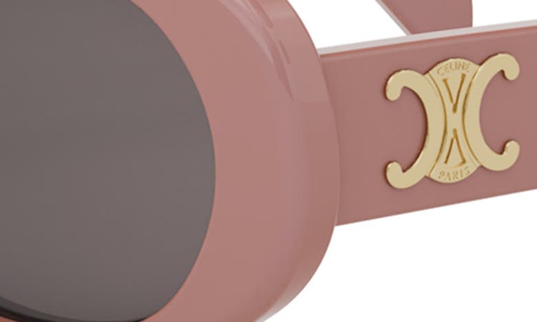 Shop Celine Triomphe 52mm Oval Sunglasses In Shiny Pink / Smoke