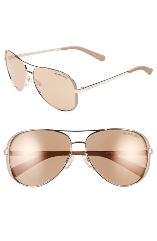 Michael Kors Collection 59mm Aviator Sunglasses in Rose Gold/Gold Flash at Nordstrom
