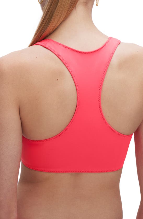 Shop Good American Compression Zip-up Sports Bra In Fiery Coral 002