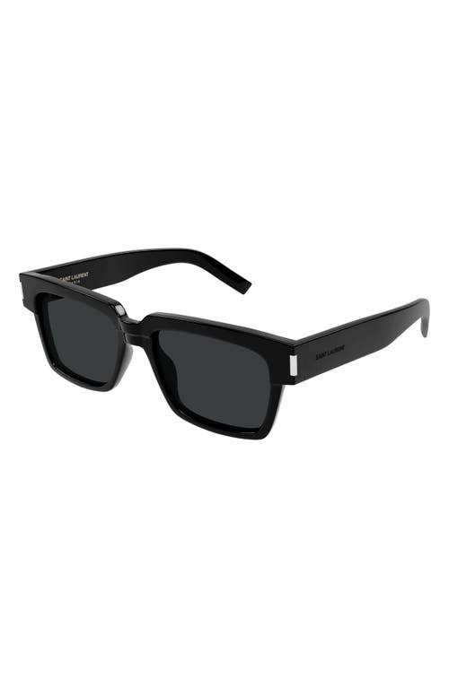 Saint Laurent Black Rectangular Unisex Sunglasses Sl 402-001 54 In Black