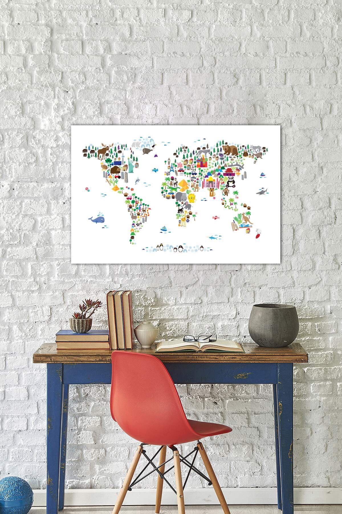 Icanvas Animal Map Of The World By Michael Tompsett In Open Miscellaneous1