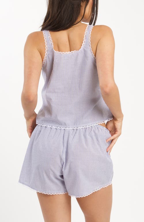 Andine Vivi Striped Lace-trim Cotton Tank In Navy