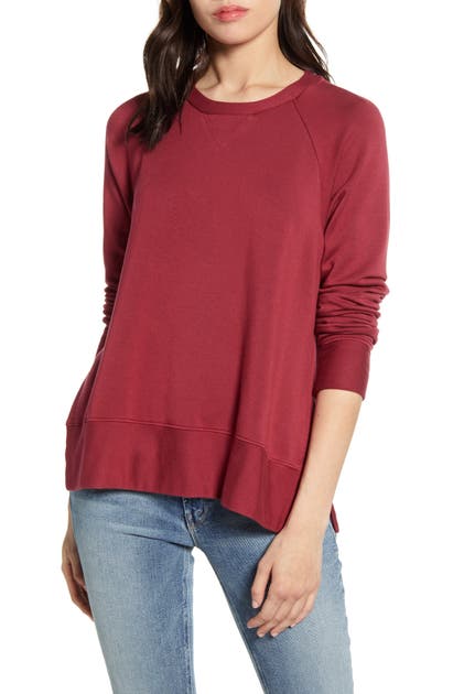 Stateside Side Slit Fleece Pullover In Merlot | ModeSens