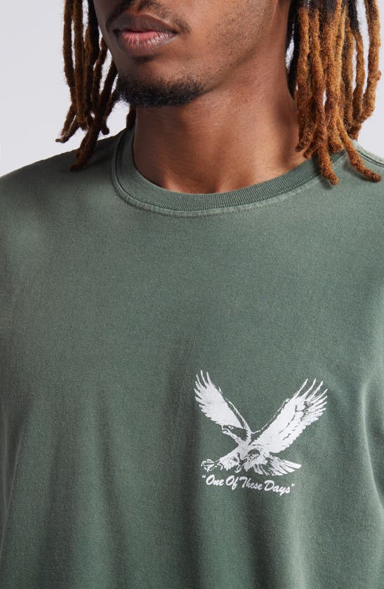 Shop One Of These Days Screaming Eagle Graphic T-shirt In Washed Forest Green