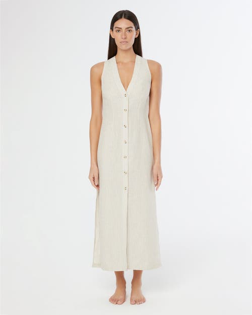 Shop Onia Air Linen Button Down Maxi In Jute/white