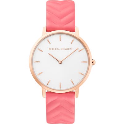 Rebecca Minkoff Major Embossed Leather Watch, 35Mm