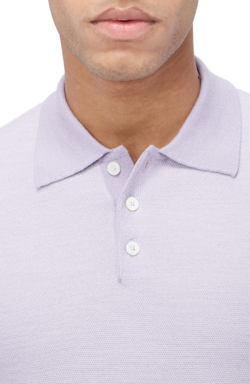 Shop Bugatchi Bird's Eye Jacquard Merino Wool & Silk Polo Sweater In Lilac