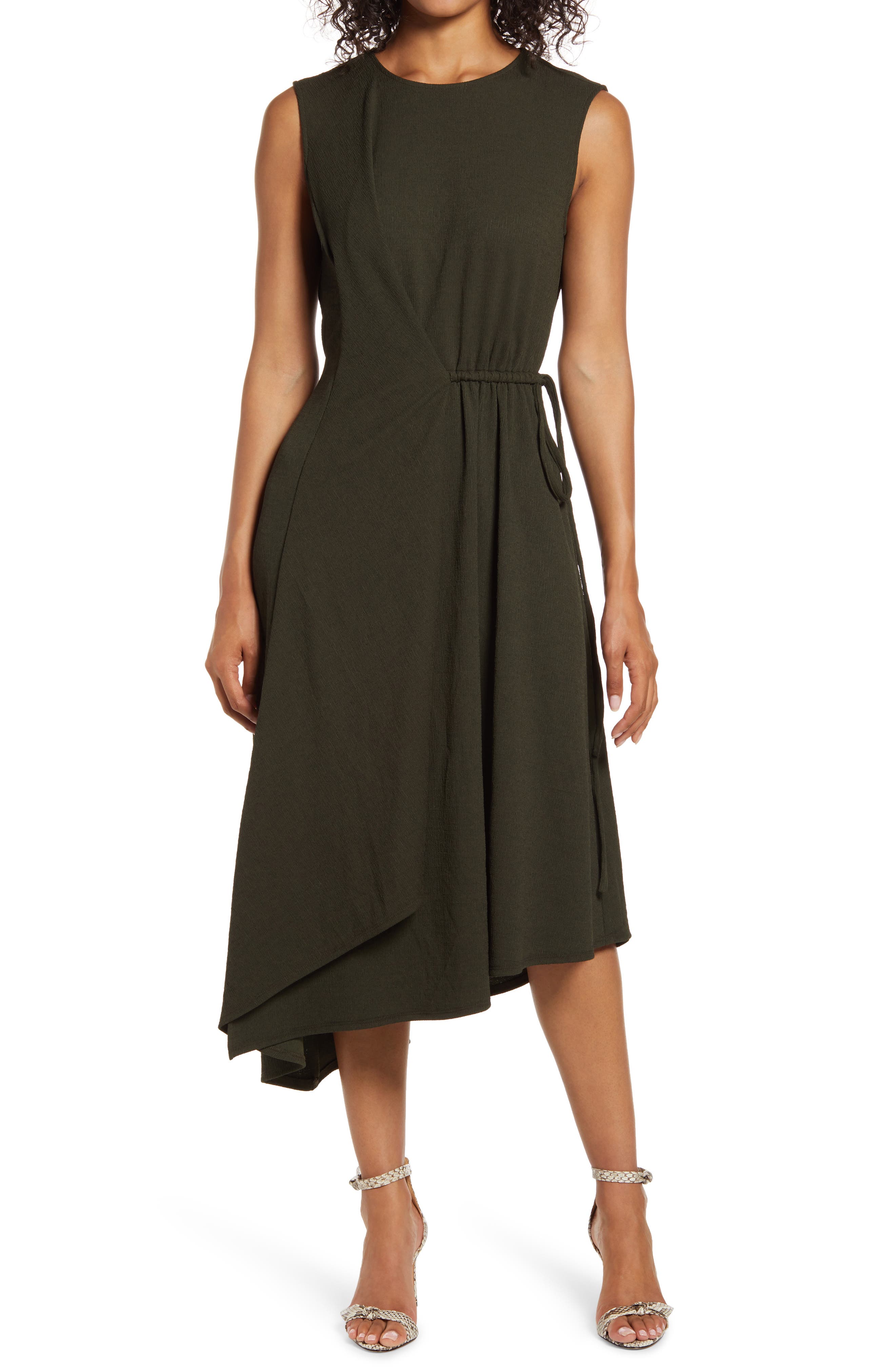 maggy london asymmetrical midi dress