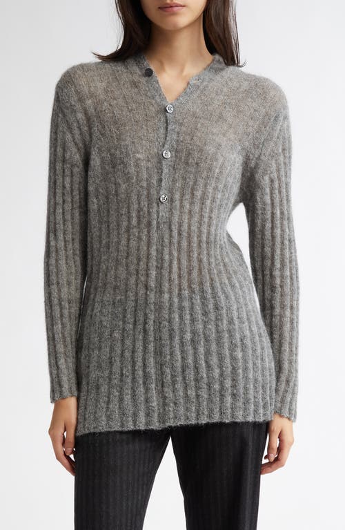 Paloma Wool Naor Button Back Mohair & Alpaca Blend Rib Cardigan in Grey 