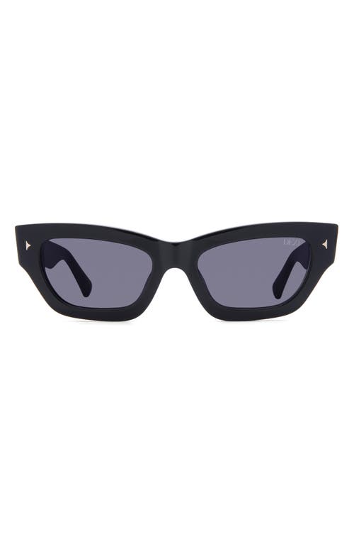 Stacked 55mm Cat Eye Sunglasses in Black /Dark Smoke /Gold