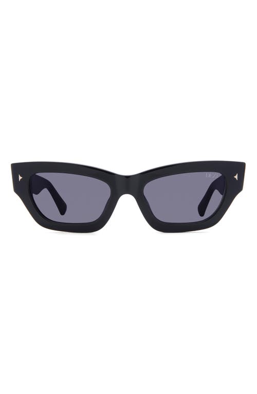 Shop Dezi Stacked 55mm Cat Eye Sunglasses In Black/dark Smoke/gold