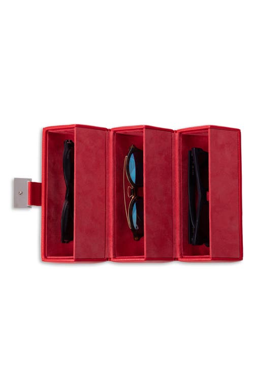 Bey-berk Leather Sunglass Storage Case In Red
