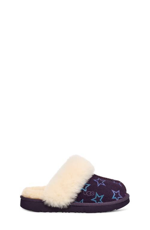 Shop Ugg(r) Kids' Cozy Ii Iridescent Stars Genuine Shearling Slipper In Nightshade/purple Iridescent