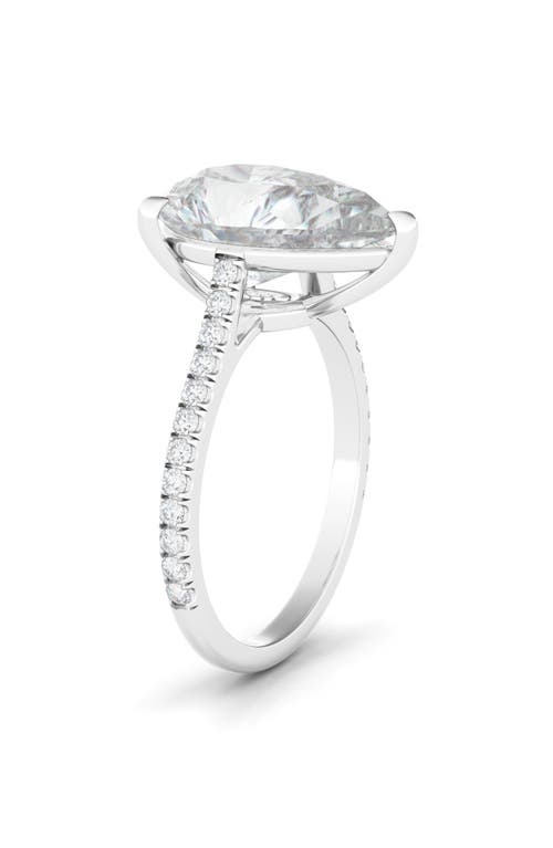 Hautecarat Everyday By Pear Cut & Pavé Lab Created Diamond 18k Gold Ring In 18k White Gold