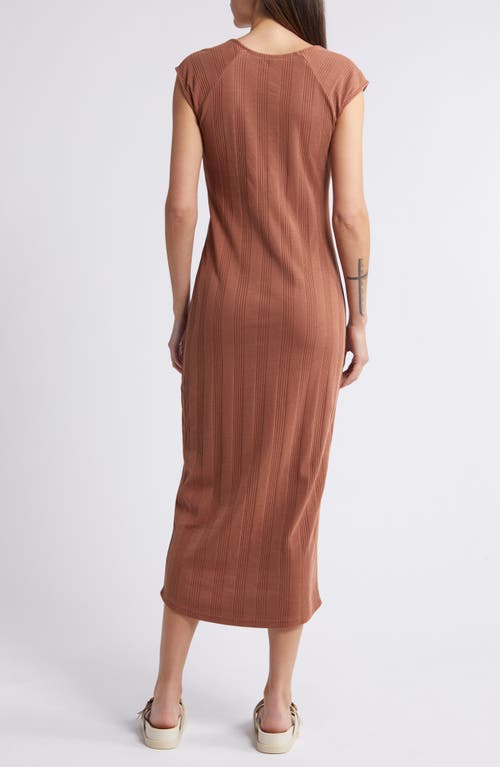 Shop Treasure & Bond Rib Square Neck Midi Dress In Rust Sequoia