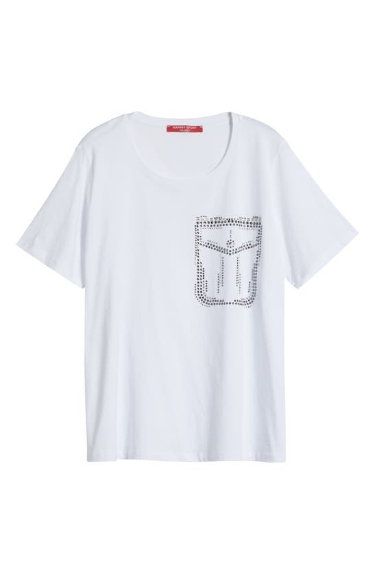 Shop Marina Rinaldi Caccia Rhinestone Detail Cotton Jersey T-shirt In White
