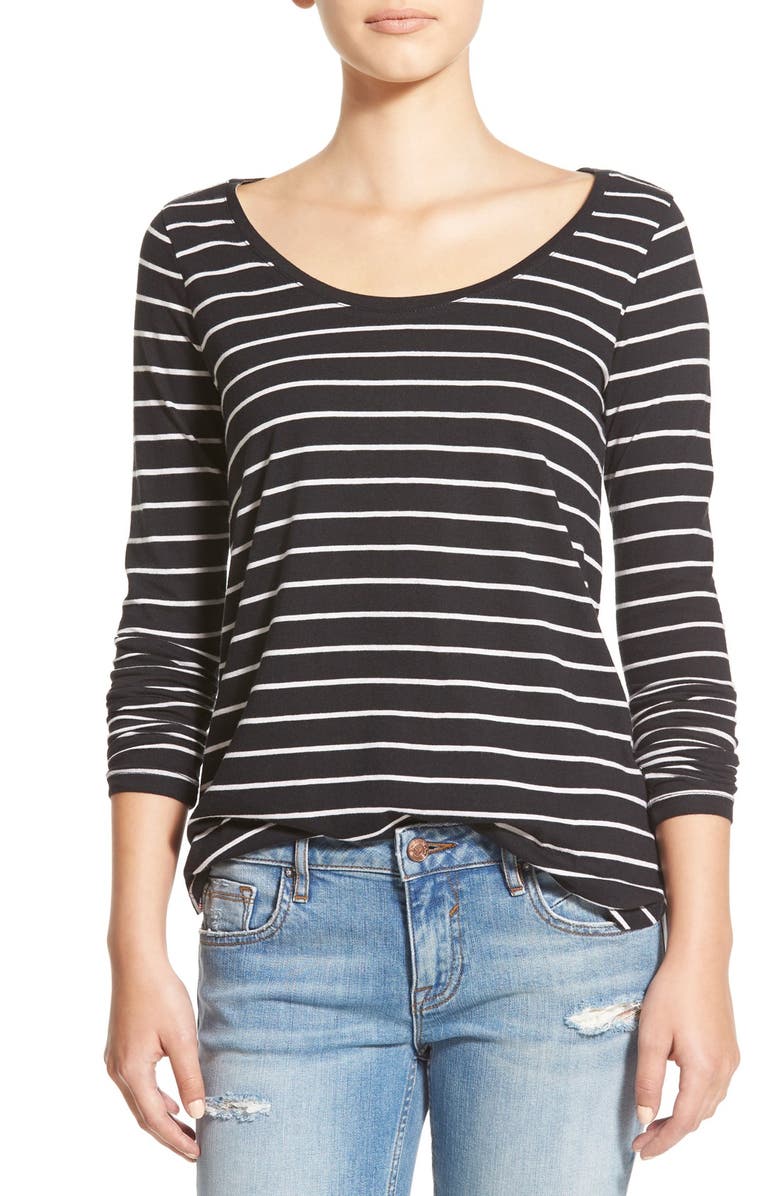 BP. Stripe High/Low Tee, Main, color, BLACK TAWNY STRIPE