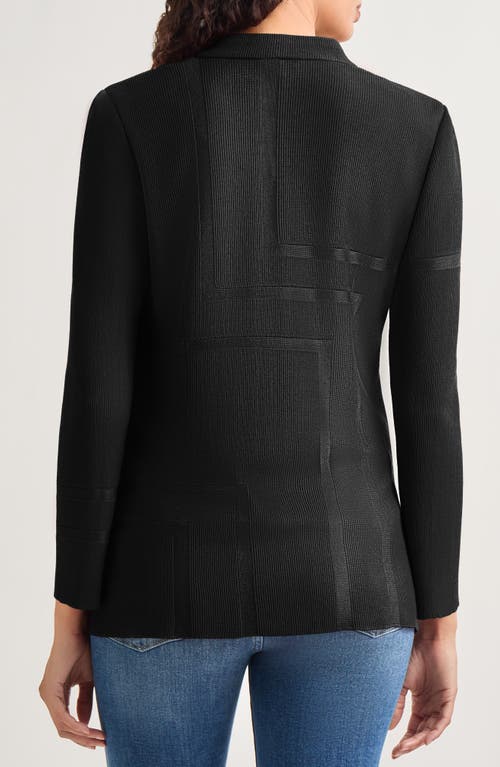 Misook Inverted Notch Collar Tailored Knit Jacket In Black