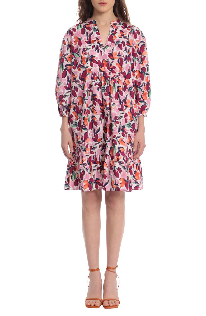 DONNA MORGAN FOR MAGGY Floral Long Sleeve Stretch Cotton Dress | Nordstrom