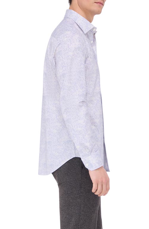 Shop Bugatchi James Ooohcotton® Floral Print Button-up Shirt In Lilac