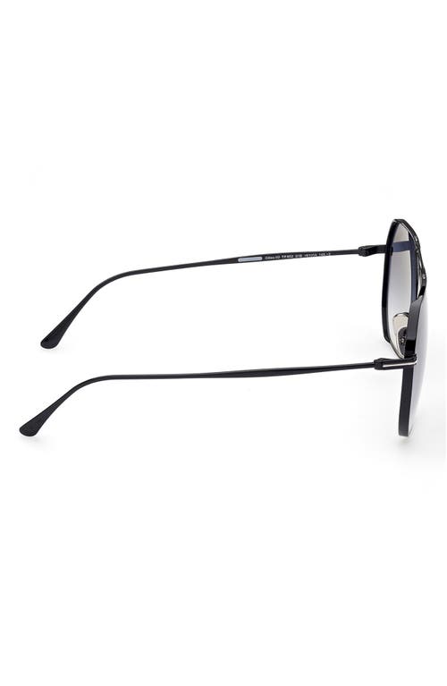 Shop Tom Ford 59mm Polarized Navigator Sunglasses In Sblk/smkg