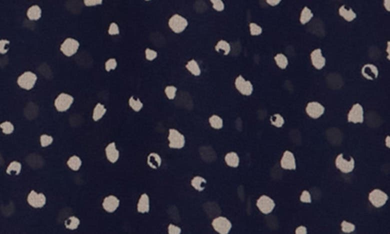 Shop Pleione Printed Flutter Sleeve Blouse In Navy Beige Dot