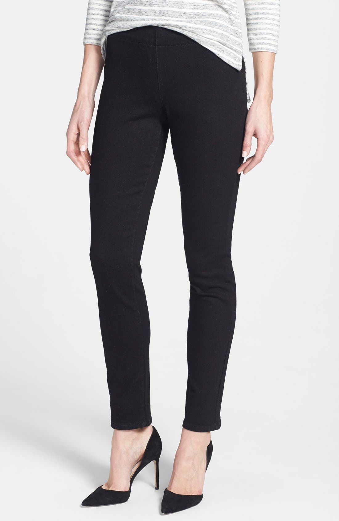 NYDJ Stretch Denim Pull On Leggings (Black Sparkle) (Regular & Petite