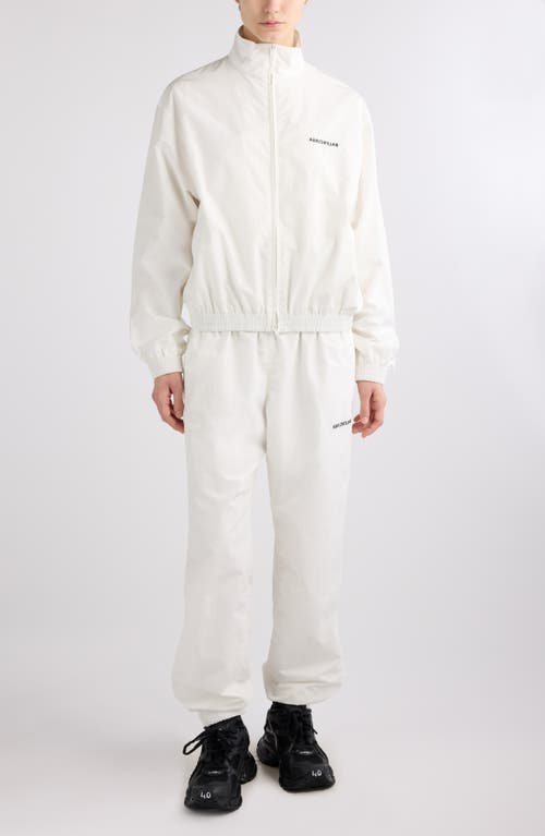 Shop Balenciaga Backward Logo Cotton Blend Track Pants In White