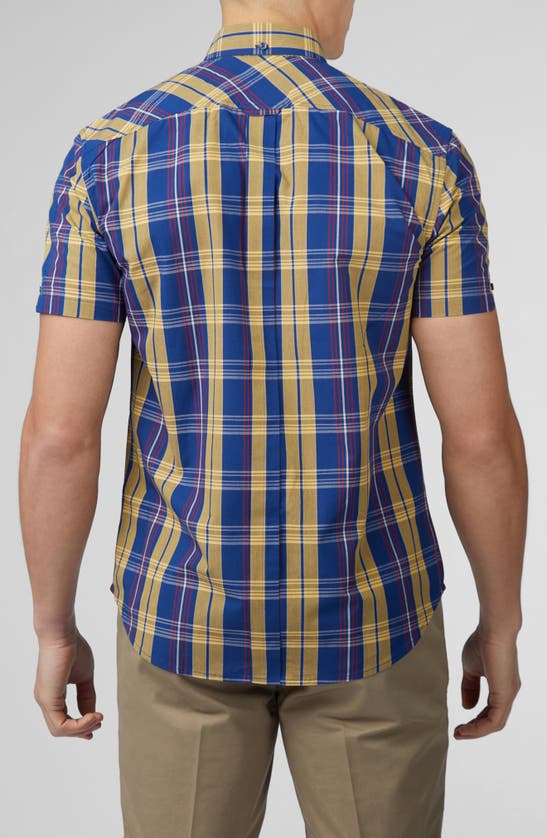 Shop Ben Sherman Plaid Short Sleeve Button-down Shirt In Twilight