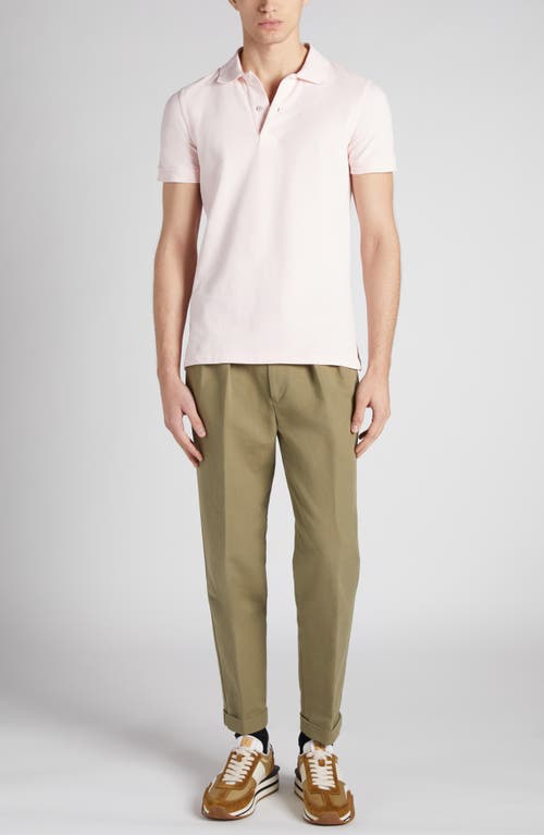 Tom Ford Short Sleeve Cotton Piqué Polo In Pink