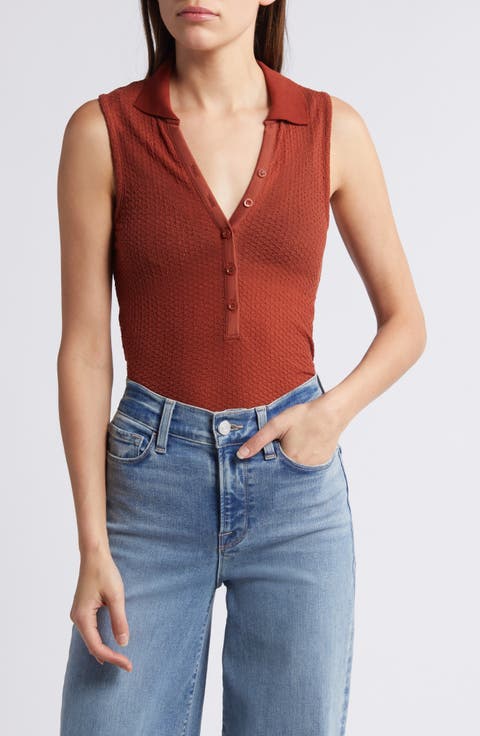 Mesh Lace Sleeveless Polo
