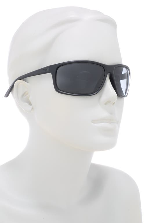 Nike Adrenaline 66mm Rectangular Sunglasses In Matte Black/black/dark Grey