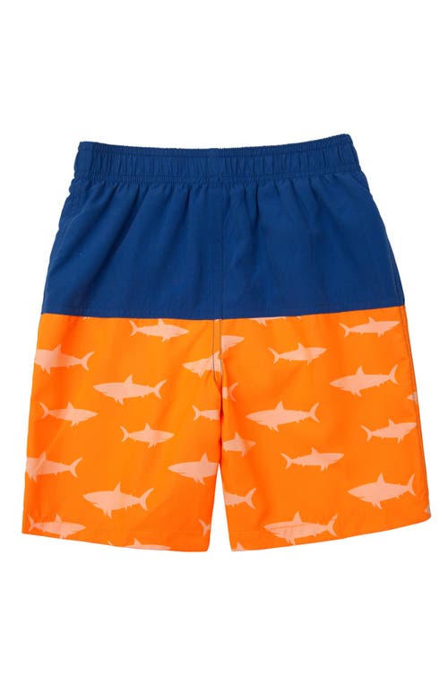 Shop Rokka&rolla Toddler Swim Trunks With Mesh Lining Upf 50+ In Blue Orange Shark