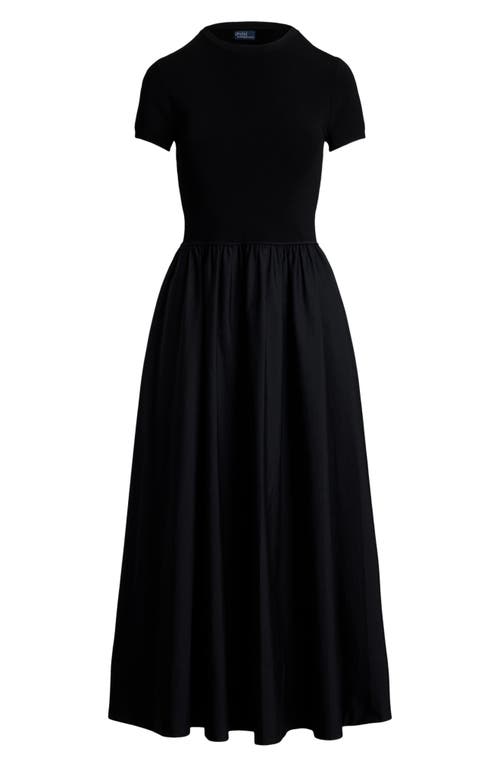 Shop Polo Ralph Lauren Mixed Media Maxi Fit & Flare Dress In Polo Black