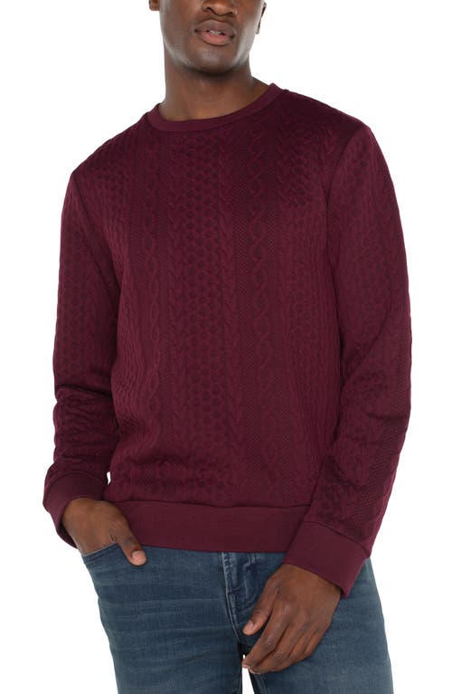 Liverpool Cable Textured Crewneck Sweatshirt In Burgundy