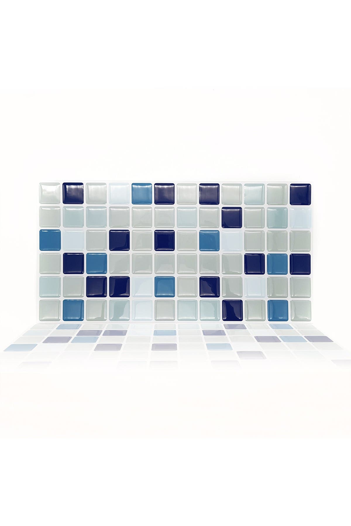 Walplus Blue Sea Mosaic Glossy 3d Sticker Tile