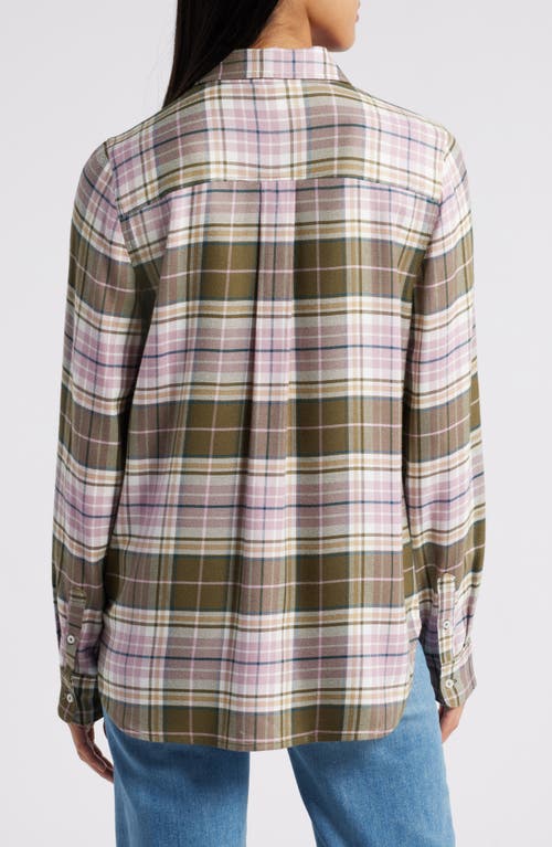 Shop Caslonr Caslon(r) Plaid Flannel Button-up Shirt In Olive- Purple Adley Plaid