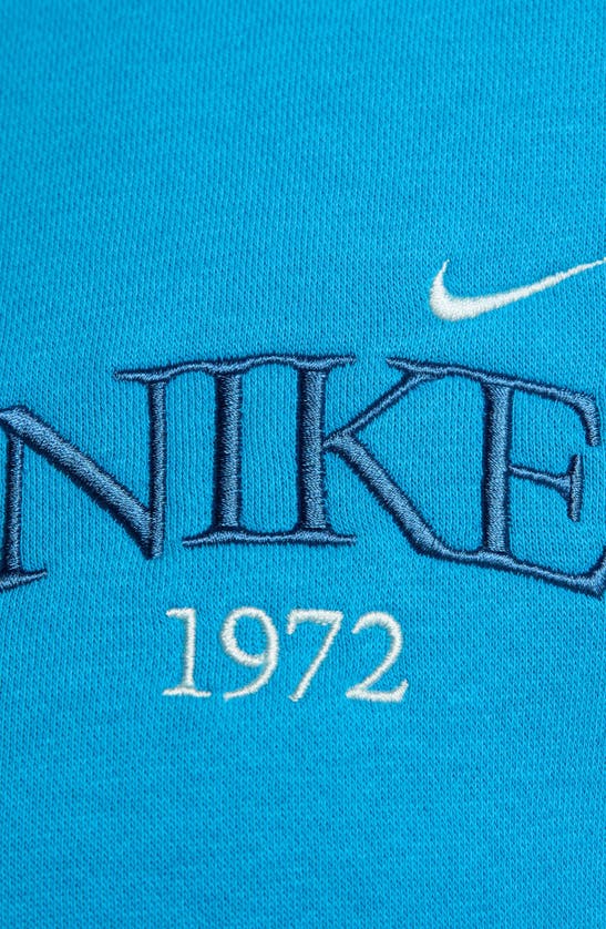 Shop Nike Phoenix Fleece Varsity Oversize Crewneck Sweatshirt In Blue Stardust