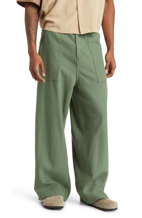 Super Baggy Cotton Fatigue Pants in Olive