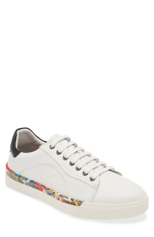 Robert Graham Sator Low Top Leather Sneaker In White