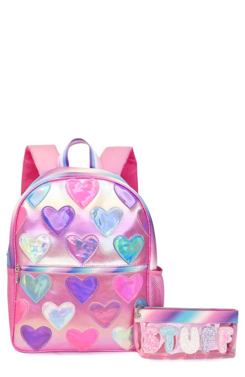 OMG Accessories Kids' Heart Backpack & Stuff Pouch Set in Raspberry at Nordstrom