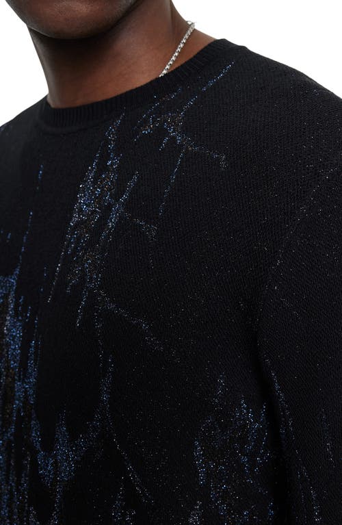 Shop John Varvatos Hilo Night Sky Crewneck Sweater In Black