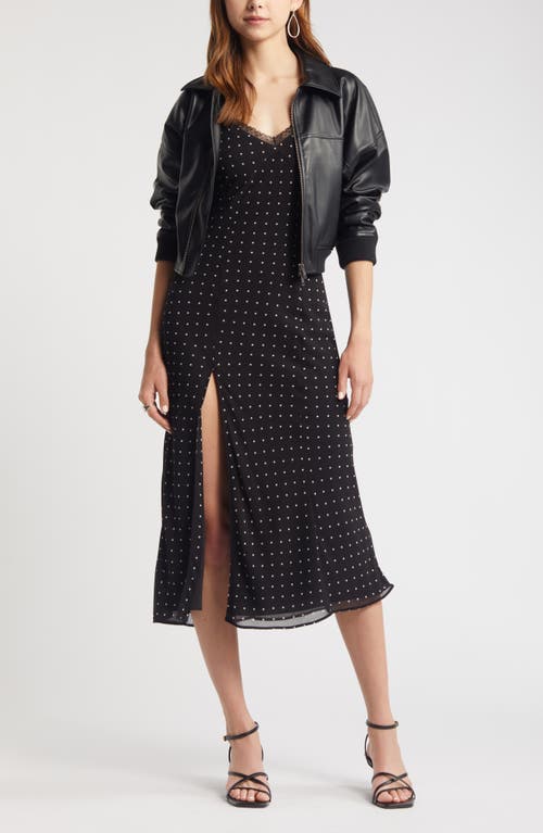 Shop Open Edit Polka Dot Lace Trim Slipdress In Black Ode Dot