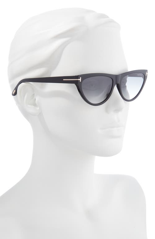 Shop Tom Ford Amber 56mm Cat Eye Sunglasses In Shiny Black/smoke