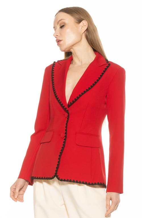 Alexia Admor Contrast Embroidered Blazer In Red